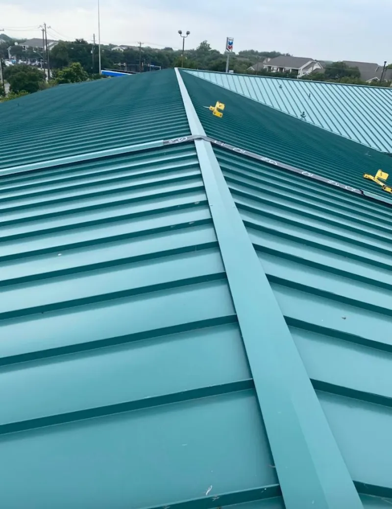 Green commercial metal roof ridge and valley for Metal Roof Repair in Danvers